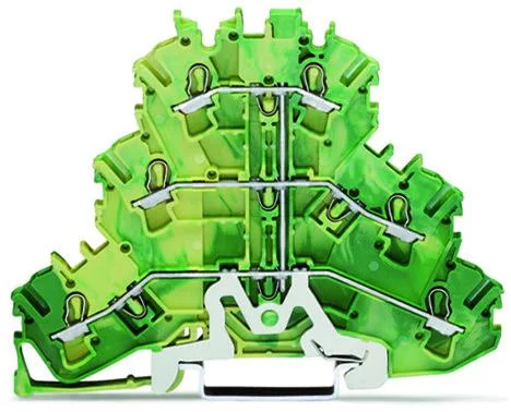 2002-3207 - TOPJOB®S triple-deck ground terminal block; internally commoned; rail mount; 6-conductor; 5.2 mm wide; green-yellow