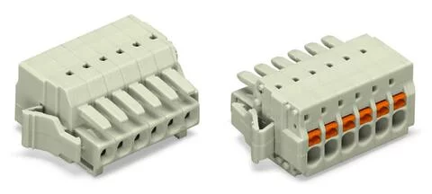 2734-114/037-000 - 1-conductor female connector; push-button; Push-in CAGE CLAMP®; 1.5 mm²; Pin spacing 3.5 mm; 14-pole; 100% protected against mismating; Lateral locking levers; 1,50 mm²; light gray