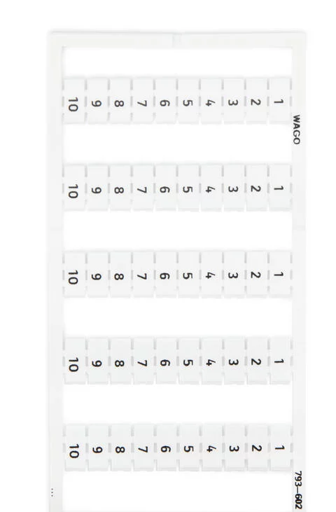 793-602 - WMB marking card; as card; MARKED; 1 ... 10 (10x); not stretchable; Vertical marking; snap-on type; white