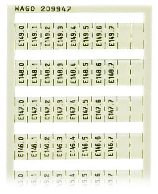 209-947 - WSB marking card; as card; MARKED; E140.0, E140.1, ..., E149.6, E149.7 (1 each); not stretchable; Vertical marking; snap-on type; white