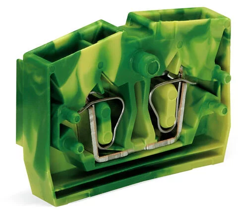 264-307 - 2-conductor end terminal block; without push-buttons; with fixing flange; 1-pole; for screw or similar mounting types; Fixing hole 3.2 mm Ø; 2.5 mm²; CAGE CLAMP®; 2,50 mm²; green-yellow