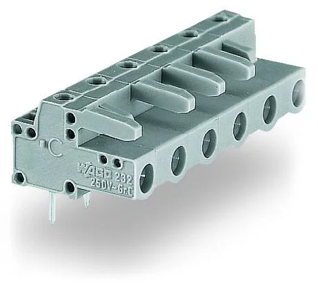 232-833 - THT female header; angled; Pin spacing 7.5 mm; 3-pole; 0.6 x 1.0 mm solder pin; gray