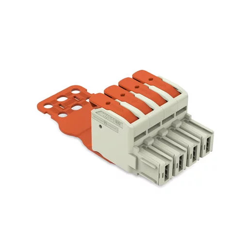 832-1104/344-000 - 1-conductor female connector; lever; Push-in CAGE CLAMP®; 16 mm²; Pin spacing 10.16 mm; 4-pole; 100% protected against mismating; Centered locking levers; Strain relief plate; Silver-plated contacts; 16,00 mm²; light gray