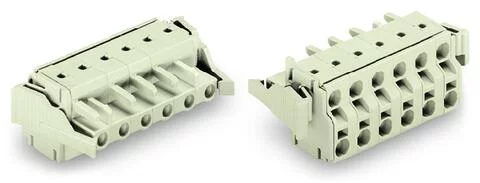 721-2205/037-000 - 2-conductor female connector; Push-in CAGE CLAMP®; 2.5 mm²; Pin spacing 7.5 mm; 5-pole; 100% protected against mismating; Lateral locking levers; 2,50 mm²; light gray