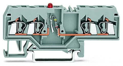 280-658/281-413 - LED terminal block; with red LED (NP); 24 VDC; rail-mount; 4-conductor; 5 mm wide; gray