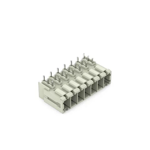 831-3647 - THT male header; 1.0 x 1.2 mm solder pin; angled; 100% protected against mismating; Pin spacing 7.62 mm; 7-pole; light gray 831-3647 - THT male header; 1.0 x 1.2 mm solder pin; angled; 100% protected against mismating; Pin spacing 7.62 mm; 7-pole; light gray