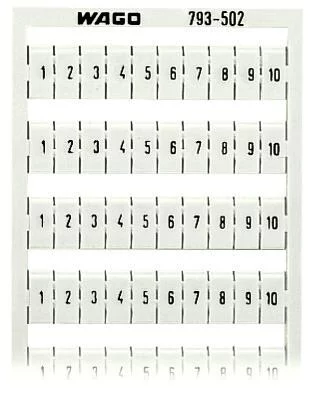 793-502 - WMB marking card; as card; MARKED; 1 ... 10 (10x); not stretchable; Horizontal marking; snap-on type; white