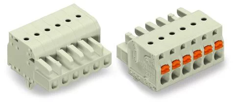 2721-109/008-000 - 1-conductor female connector; push-button; Push-in CAGE CLAMP®; 2.5 mm²; Pin spacing 5 mm; 9-pole; 100% protected against mismating; Snap-in mounting feet; 2,50 mm²; light gray