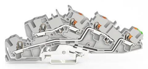 2205-7545 - Multilevel installation terminal block; with operating slots and push-button; 4 mm²; L/L/PE; Push-in CAGE CLAMP®; 4,00 mm²; gray 2205-7545 - Multilevel installation terminal block; with operating slots and push-button; 4 mm²; L/L/PE; Push-in CAGE CLAMP®; 4,00 mm²; gray