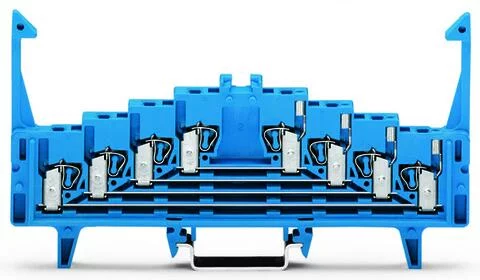 727-223 - 4-level terminal block for matrix patching; with locking clips; one potential per level; with 2.3 mm Ø test port; for 35 x 7.5 mounting rail; 1.5 mm²; 1,50 mm²; blue