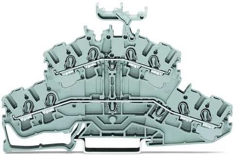 2002-2431 - TOPJOB®S double-deck terminal block; through/through (L/L); with marker carrier; rail mount; 4-conductor; 5.2 mm wide; gray