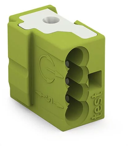 243-724 - MICRO PUSH WIRE® PCB connector; 4-conductor; AWG 24 - 18 solid; can be assembled into connector strips via dovetail joints; light green