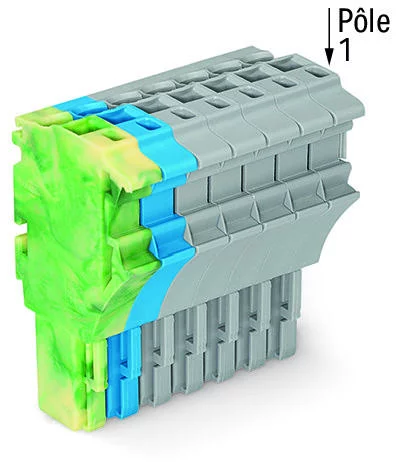 2022-107/000-039 - 1-conductor female connector; Push-in CAGE CLAMP®; 4 mm²; Pin spacing 5.2 mm; 7-pole; 4,00 mm²; green-yellow/blue/gray