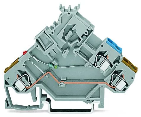 280-562/281-434 - 2-conductor actuator terminal block; LED (red); with colored conductor entries; 2.5 mm²; CAGE CLAMP®; 2,50 mm²; gray