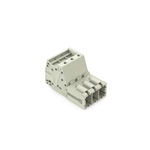 831-3203/000-9034 - 1-conductor male connector; Push-in CAGE CLAMP®; 10 mm²; Pin spacing 7.62 mm; 3-pole; 100% protected against mismating; direct marking; 10,00 mm²; light gray