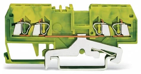 279-837/999-950 - 4-conductor ground terminal block; 1.5 mm²; suitable for Ex e II applications; center marking; for DIN-rail 35 x 15 and 35 x 7.5; CAGE CLAMP®; 1,50 mm²; green-yellow