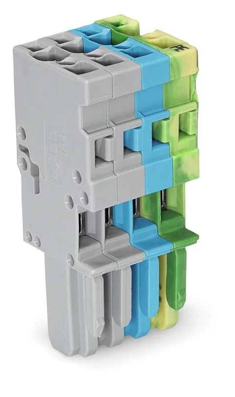 769-104/000-038 - 1-conductor female connector; CAGE CLAMP®; 4 mm²; Pin spacing 5 mm; 4-pole; coding finger; 4,00 mm²; gray/blue/green-yellow