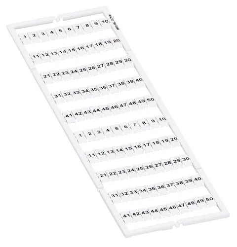 793-5566 - WMB marking card; as card; MARKED; 1 ... 50 (2x); stretchable 5 - 5.2 mm; Horizontal marking; snap-on type; white