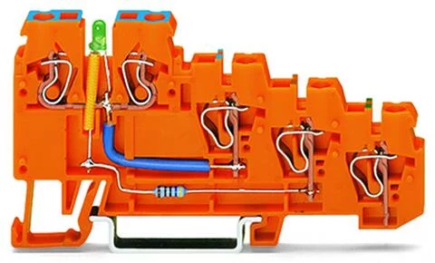 270-574/281-483 - 4-conductor sensor supply terminal block; LED (green); 2.5 mm²; CAGE CLAMP®; 2,50 mm²; orange
