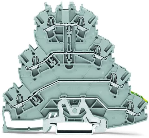 2002-4127 - TOPJOB®S quadruple-deck terminal block; ground/through/through/through (PE/L3/L2/L1); rail mount; 2-conductor; 5.2 mm wide; gray