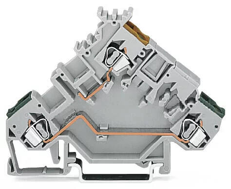 280-555 - 3-conductor actuator supply terminal block; with colored conductor entries; 2.5 mm²; CAGE CLAMP®; 2,50 mm²; gray
