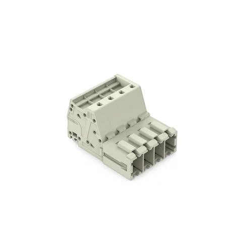 831-3204 - 1-conductor male connector; Push-in CAGE CLAMP®; 10 mm²; Pin spacing 7.62 mm; 4-pole; 100% protected against mismating; 10,00 mm²; light gray