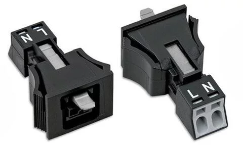 890-702 - WINSTA® through-panel socket (female); MINI; snap-in; L/N marking; 2-pole; black