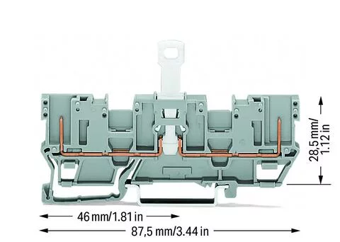 769-202 - 2-pin disconnect carrier terminal block; with 2 jumper positions; for DIN-rail 35 x 15 and 35 x 7.5; gray