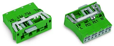 770-2334/007-000 - Snap-in plug; with direct ground contact; 4-pole; Cod. Q; 4,00 mm²; green