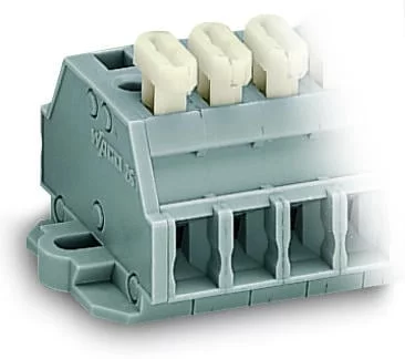 261-429/331-000 - 2-conductor terminal strip; on one side with push-buttons; with fixing flanges; 9-pole; for screw or similar mounting types; Fixing hole 3.2 mm Ø; 2.5 mm²; CAGE CLAMP®; 2,50 mm²; gray