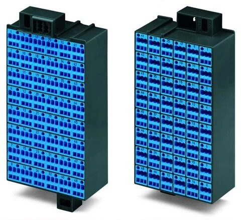 726-441 - Matrix patchboard; 48-pole; Marking 1-48; suitable for Ex i applications; Color of modules: blue; Module marking, side 1 and 2 vertical; 1,50 mm²; dark gray