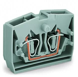 264-301 - 2-conductor end terminal block; without push-buttons; with fixing flange; 1-pole; for screw or similar mounting types; Fixing hole 3.2 mm Ø; 2.5 mm²; CAGE CLAMP®; 2,50 mm²; gray