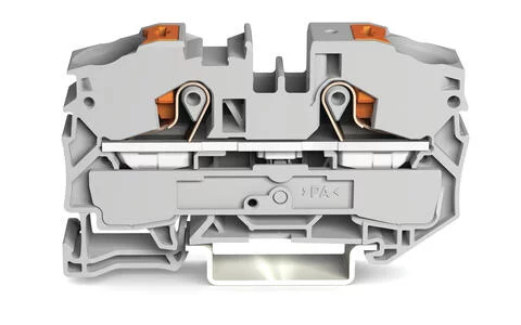 2216-1201 - TOPJOB®S feedthrough terminal block with Push-buttons; rail mount; 2-conductor; 12 mm wide; gray