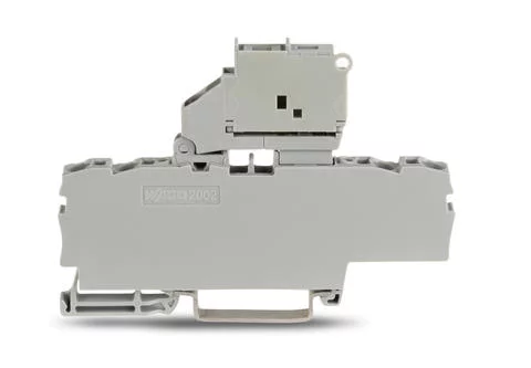 2002-1811 - TOPJOB®S fuse disconnect terminal block; with pivoting fuse holder for 5 x 20 mm fuse; rail mount; 4-conductor; 6.2 mm wide; gray