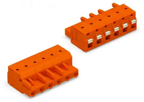 2231-702/026-000 - Female plug; 2-pole; push-button; 12 AWG max; pin spacing 7.62 mm;1-conductor per pole; orange