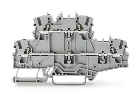 2002-2701 - TOPJOB® S double-deck terminal block; through/through (L/L); rail mount; 2-conductor; 5.2 mm wide; gray