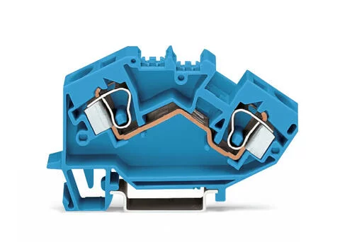 784-604 - Feedthrough terminal block; angled; rail mount; 2-conductor; 10 mm wide; blue