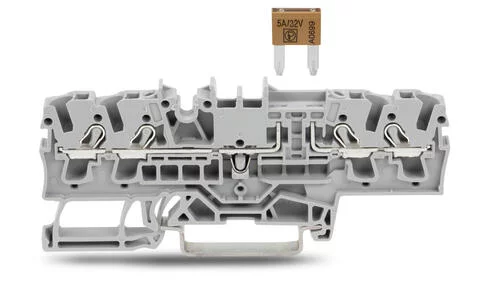 2002-1881 - TOPJOB®S fuse terminal block; mini-auto fuse; rail mount; 4-conductor; 5.2 mm wide; blue