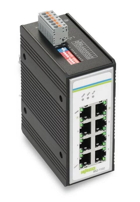 852-1102 - Industrial unmanaged switch; 8 - 10/100/1000 Mb/s RJ45 ports
