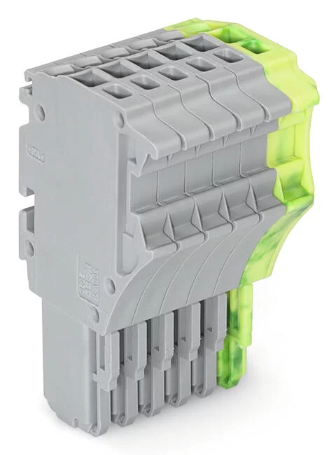 2020-106/000-036 - 1-conductor female connector; Push-in CAGE CLAMP®; 1.5 mm²; Pin spacing 3.5 mm; 6-pole; 1,50 mm²; gray, green-yellow