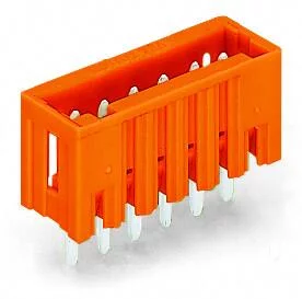 734-239 - THT male header; 1.0 x 1.0 mm solder pin; straight; 100% protected against mismating; Pin spacing 3.81 mm; 9-pole; orange