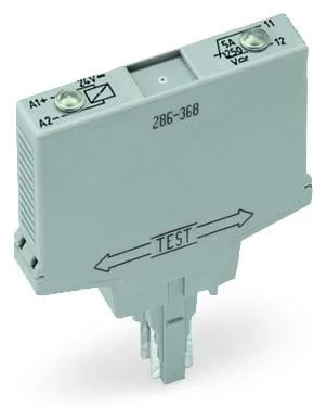 286-368 - Relay module; Nominal input voltage: 24 VDC; 1 break contact; Limiting continuous current: 5 A; Red status indicator; Module width: 10 mm; gray