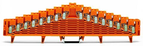 727-126 - 8-level same potential terminal block; without locking clips; all clamping units internally commoned; with 2.3 mm Ø test port; for 35 x 7.5 mounting rail; 1.5 mm²; 1,50 mm²; orange