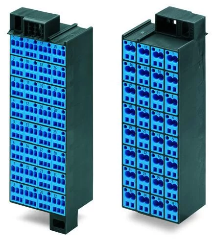 726-242 - Matrix patchboard; 32-pole; Marking 33-64; suitable for Ex i applications; Color of modules: blue; Module marking, side 1 and 2 vertical; 1,50 mm²; dark gray