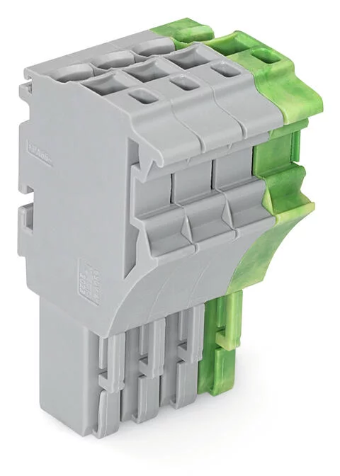 2022-104/000-036 - 1-conductor female connector; Push-in CAGE CLAMP®; 4 mm²; Pin spacing 5.2 mm; 4-pole; 4,00 mm²; gray, green-yellow