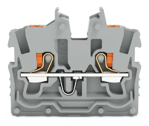 2250-321 - TOPJOB®S miniature feedthrough terminal block with Push-buttons; center terminal block without snap-in foot; 2-conductor; 3.5 mm wide; gray