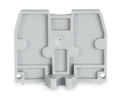 869-385 - End plate; with fixing flange M3; 2.5 mm thick; gray 869-385 - End plate; with fixing flange M3; 2.5 mm thick; gray