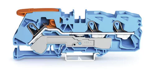2116-1304 - TOPJOB®S feedthrough terminal block with Lever and Open Tool Slots; rail mount; 3-conductor; 10 mm wide; blue