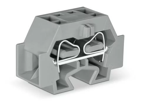 262-351 - Space-saving, 4-conductor end terminal block; without push-buttons; without protruding snap-in mounting foot; 1-pole; for terminal strips with snap-in mounting feet; 4 mm²; CAGE CLAMP®; 4,00 mm²; gray