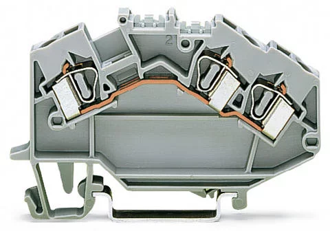 781-993 - Feedthrough terminal block; angled; rail mount; 3-conductor; suitable for Ex e II applications; 6 mm wide; green-yellow